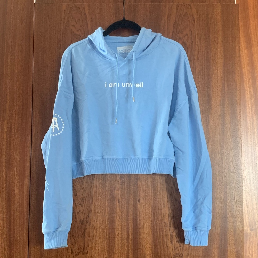 Call Her Daddy Light Blue Cropped Hoodie Sweater I am Unwell size L